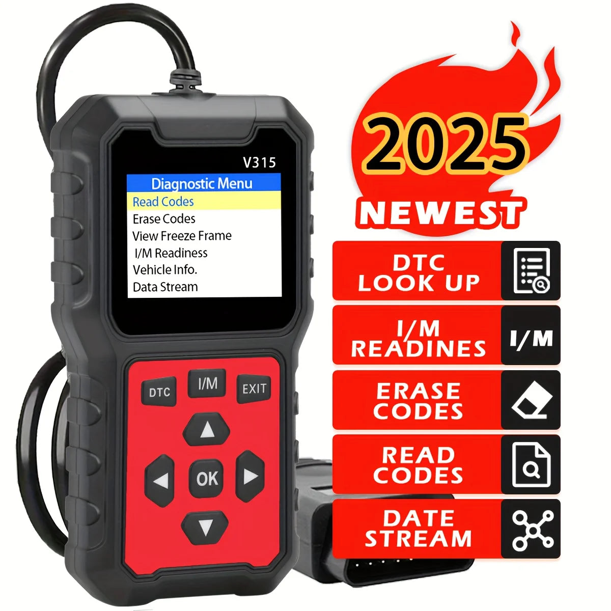 OBD2 Car Diagnostic Scanner – Check Engine Code Reader & Fault Reset Tool